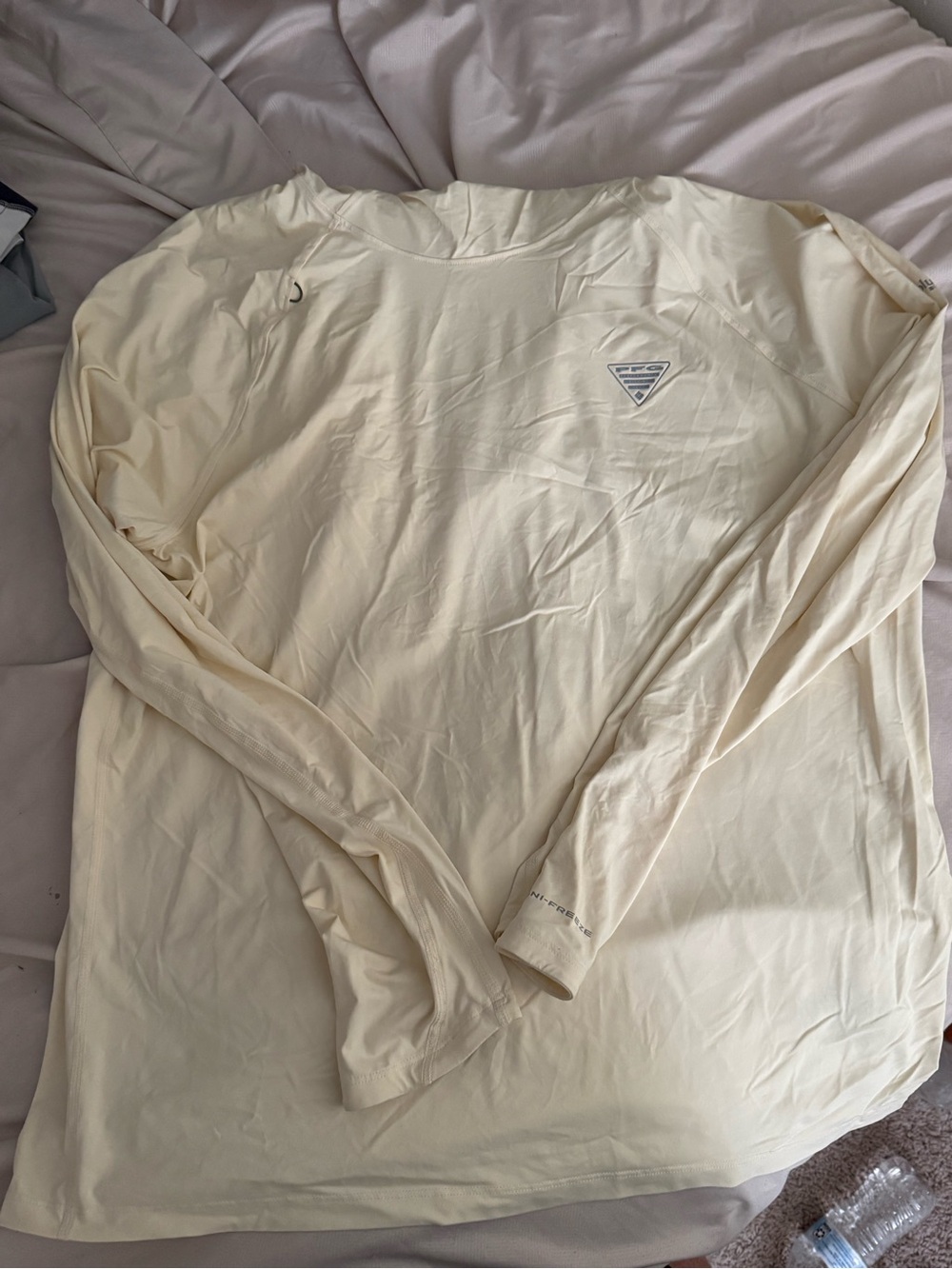 Columbia Men's Long-Sleeve Shirt in Cream with Small Chest Logo